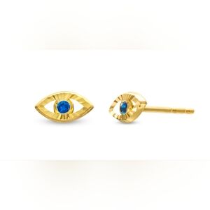 Cubic Zirconia Evil Eye Stud Earrings in 10K Solid Gold.